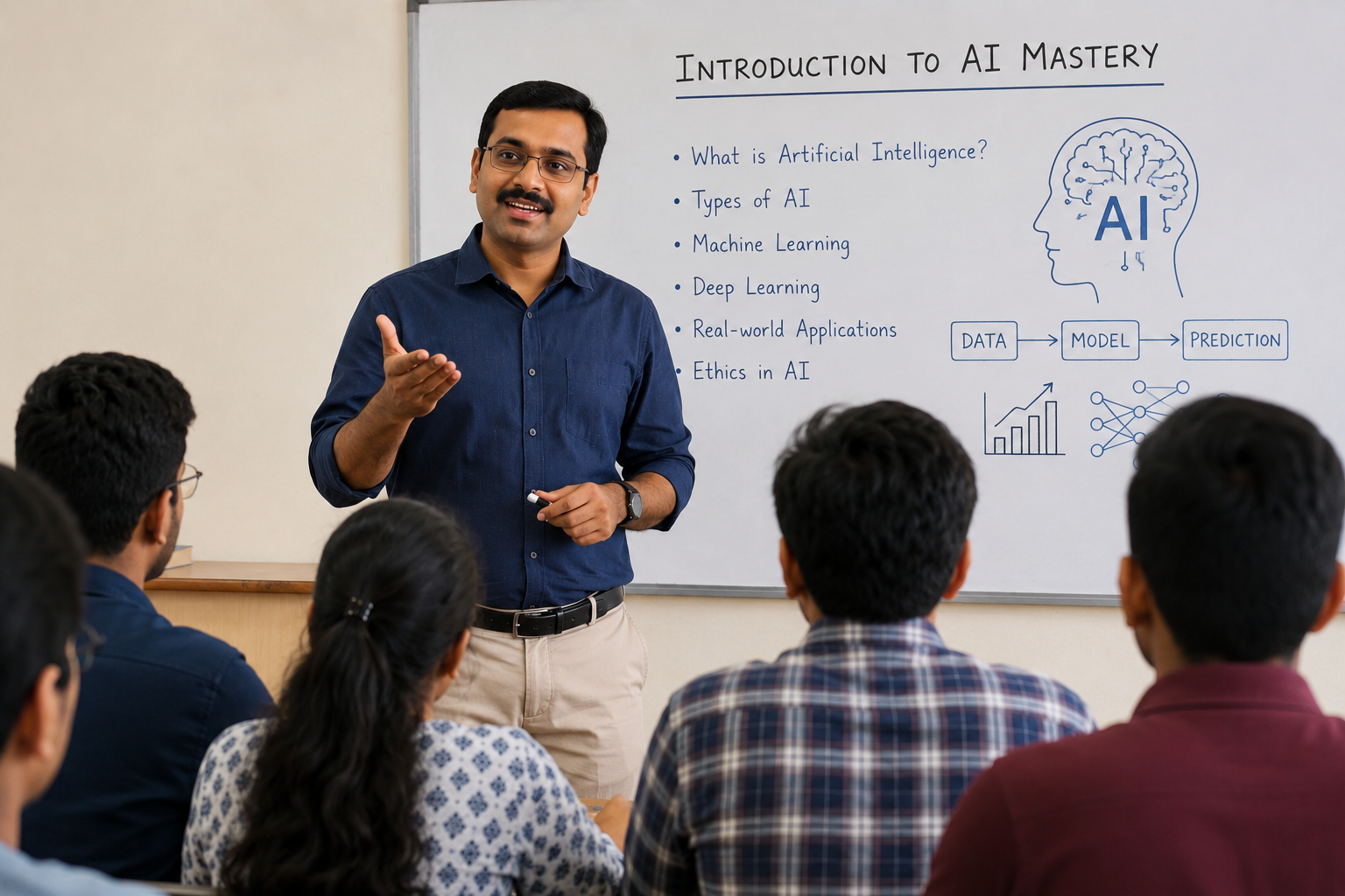 Indian students learning AI